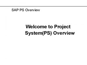 Sap project systems overview