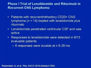 Phase I Trial of Lenalidomide and Rituximab in