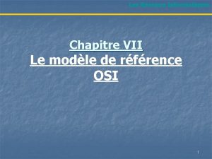 Les Rseaux Informatiques Chapitre VII Le modle de