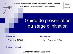 Institut Suprieur des tudes Technologiques de Charguia Dpartement