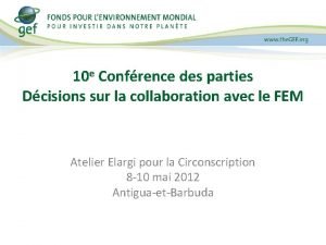 10 e Confrence des parties Dcisions sur la