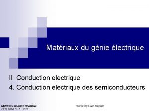 Matriaux du gnie lectrique II Conduction electrique 4