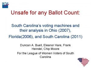 Unsafe for any Ballot Count South Carolinas voting