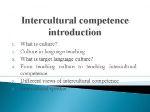 Intercultural competence introduction 1 2 3 4 5