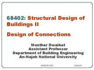 68402 Structural Design of Buildings II Design of