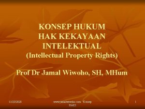 KONSEP HUKUM HAK KEKAYAAN INTELEKTUAL Intellectual Property Rights