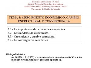 Economa Internacional 2 ADE rea de Economa Espaola