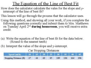 Equation for line of best fit