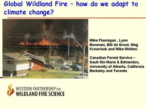 Global Wildland Fire how do we adapt to