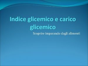 Carico glicemico