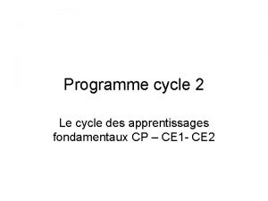 Programme cycle 2 Le cycle des apprentissages fondamentaux