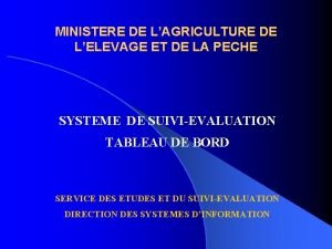 MINISTERE DE LAGRICULTURE DE LELEVAGE ET DE LA