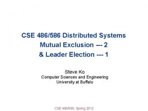 CSE 486586 Distributed Systems Mutual Exclusion 2 Leader