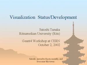 Visualization StatusDevelopment Satoshi Tanaka Ritsumeikan University Rits Geant