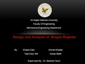 AnNajah National University Faculty Of Engineering Mechanical Engineering