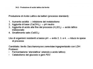 Produzione di Acido Lattico da batteri processo standard