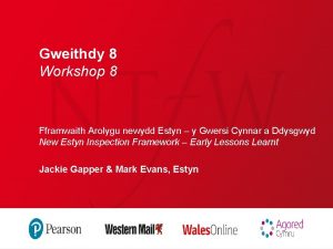 Gweithdy 8 Workshop 8 Fframwaith Arolygu newydd Estyn