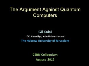 Gil kalai quantum computing