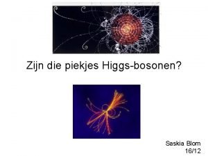 Zijn die piekjes Higgsbosonen Saskia Blom 1612 Crash