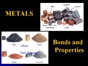 METALS Alloys Pure Elements Bonds and Properties 1