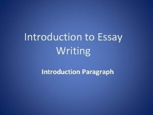 Intro paragraph essay example