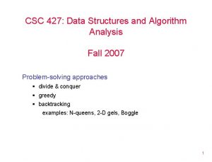 CSC 427 Data Structures and Algorithm Analysis Fall