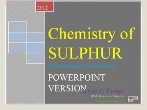 Soulable sulphide analysis presentation
