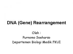 DNA Gene Rearrangement Oleh Purnomo Soeharso Departemen Biologi