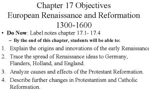 European renaissance and reformation chapter 17