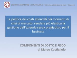 STUDIO SANSALONE e COSTIGLIOLO Commercialisti Associati Genova La