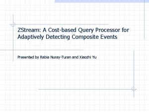 ZStream A Costbased Query Processor for Adaptively Detecting