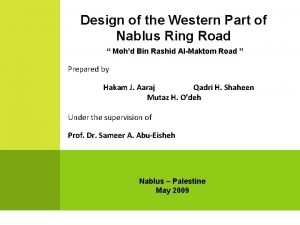 Design of the Western Part of Nablus Ring