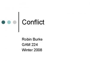 Conflict Robin Burke GAM 224 Winter 2008 Outline