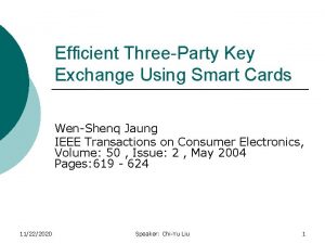 Efficient ThreeParty Key Exchange Using Smart Cards WenShenq