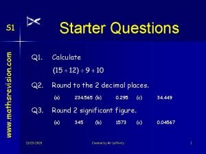 Starter Questions www mathsrevision com S 1 Q