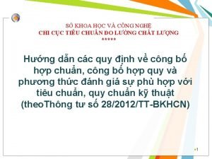 S KHOA HC V CNG NGH CHI CC