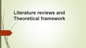 Theoretical and conceptual framework