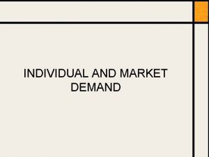 INDIVIDUAL AND MARKET DEMAND Drawing on Chapter 4