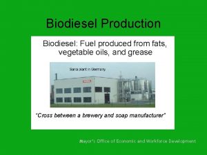 Biodiesel Production Biodiesel Fuel produced from fats vegetable