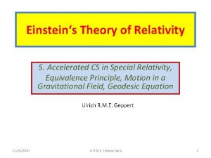 Einsteins Theory of Relativity 5 Accelerated CS in