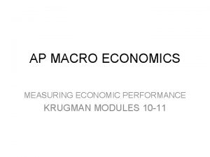 AP MACRO ECONOMICS MEASURING ECONOMIC PERFORMANCE KRUGMAN MODULES