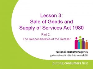 Lesson 3 Sale of Goods and Supply of