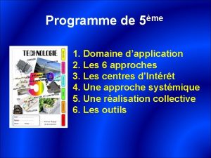 Programme de me 5 1 Domaine dapplication 2