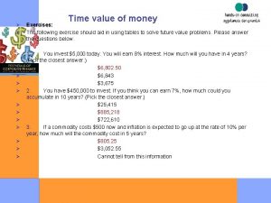 Time value of money exercise