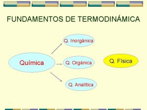 FUNDAMENTOS DE TERMODINMICA Q Inorgnica Qumica Q Orgnica