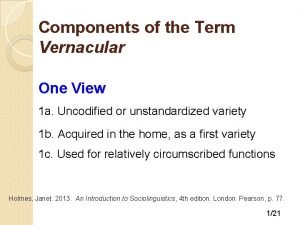 Vernacular variety