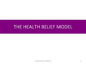 THE HEALTH BELIEF MODEL Health Behavior CHAPTER 6