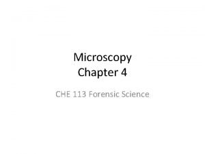 Microscopy Chapter 4 CHE 113 Forensic Science Microscopy