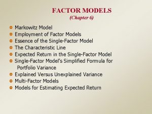 Single index model formula