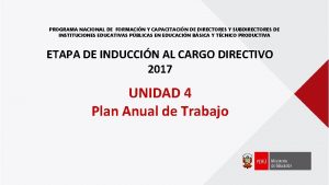 PROGRAMA NACIONAL DE FORMACIN Y CAPACITACIN DE DIRECTORES